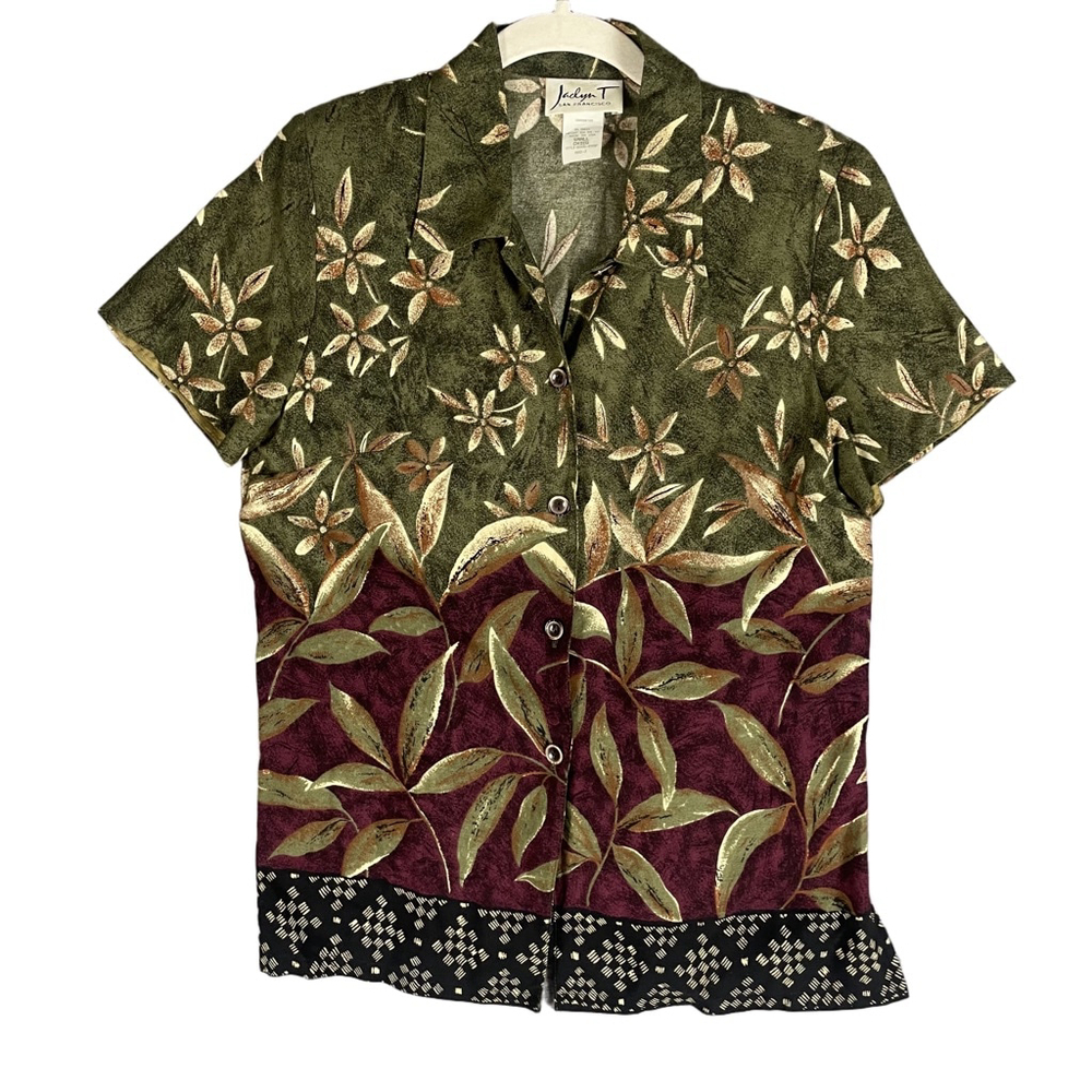 VTG Jaclyn T San Francisco 100% Rayon Shirt Small 90s Floral Made in USA